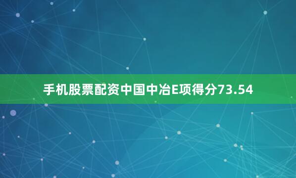 手机股票配资中国中冶E项得分73.54