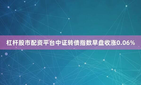 杠杆股市配资平台中证转债指数早盘收涨0.06%
